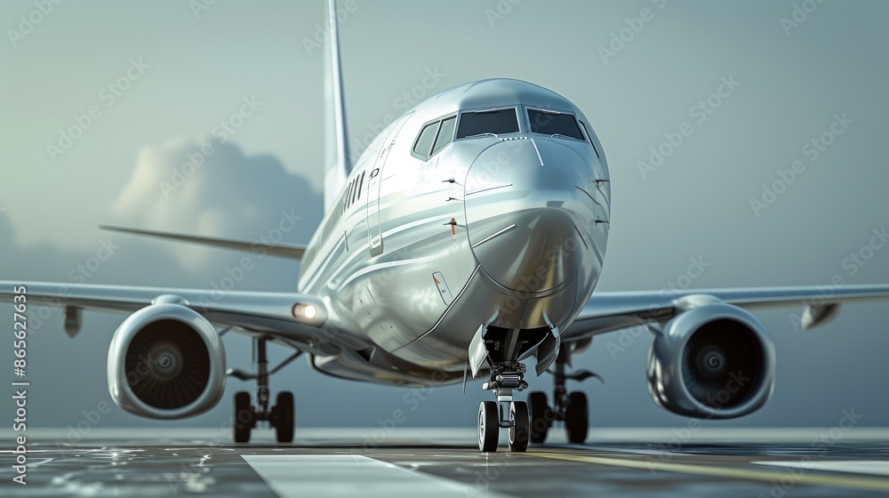 Frontal Shot of Passenger Airplane Exterior Frontal Shot of Passenger Airplane Exterior