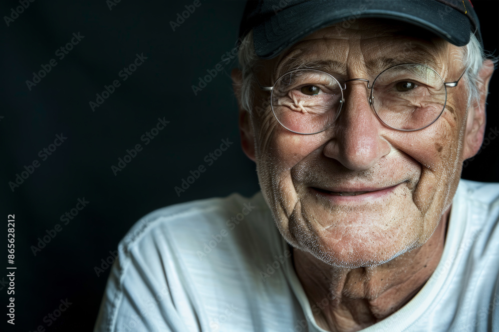 Close-up portrait of a senior man of European descent, studio photo, against a sleek gray studio backdrop Close-up portrait of a senior man of European descent, studio photo, against a sleek gray studio backdrop