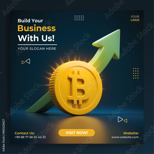 Cryptocurrency Banner. Poster. Post. Ads For Social Media