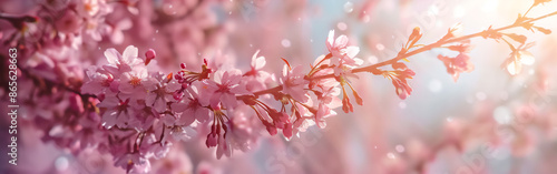 Image of beautiful blooming sakura trees in a Japanese garden photo