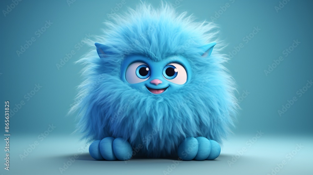 Cute and cuddly blue monster, with a furry 3D look. Cute and cuddly blue monster, with a furry 3D look.