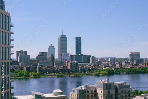 aerial view of Boston city back bay skyline photo