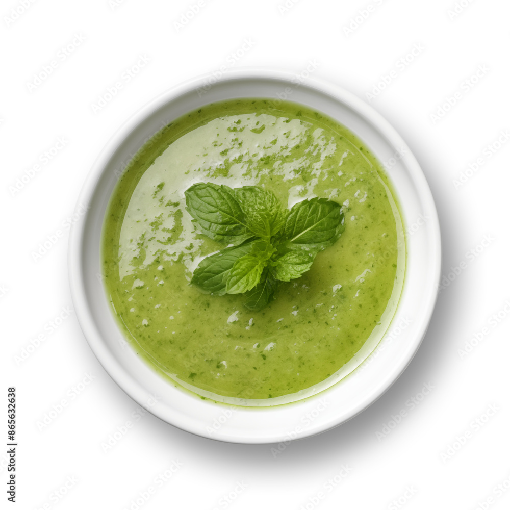 Green mint sauce isolated on transparent or white background, png Green mint sauce isolated on transparent or white background, png