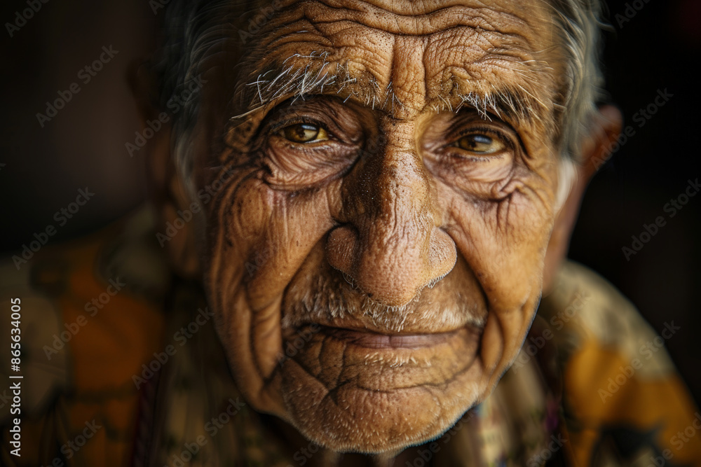 Close-up portrait of a senior Latino man, studio photo, against a sleek gray studio backdrop Close-up portrait of a senior Latino man, studio photo, against a sleek gray studio backdrop
