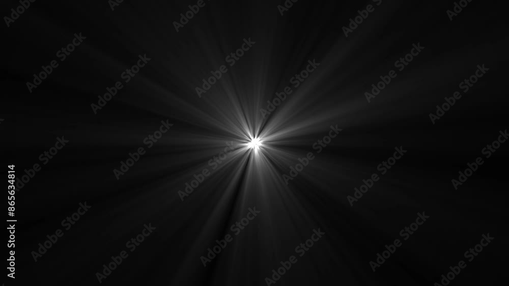 Shining star and light rays motion graphics on black screen chroma key alpha channel background