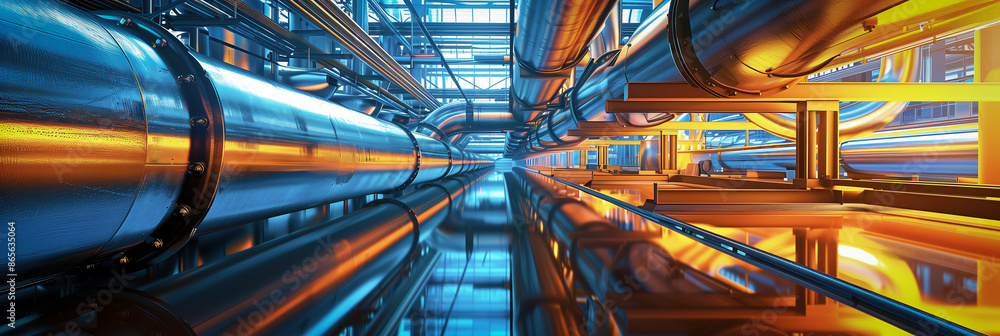 Industrial Pipelines in a Modern Factory Industrial Pipelines in a Modern Factory