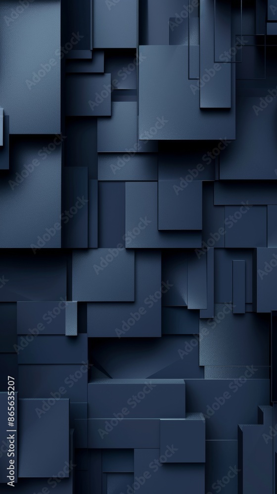 Geometric abstract 3d rectangles with dark blue tones Geometric abstract 3d rectangles with dark blue tones
