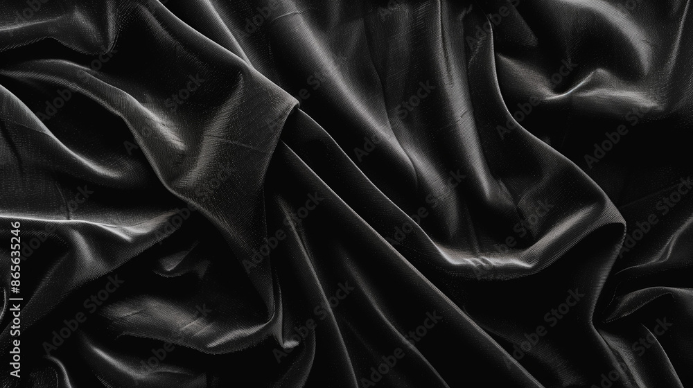 Obraz premium Black Satin Fabric Texture with Folds