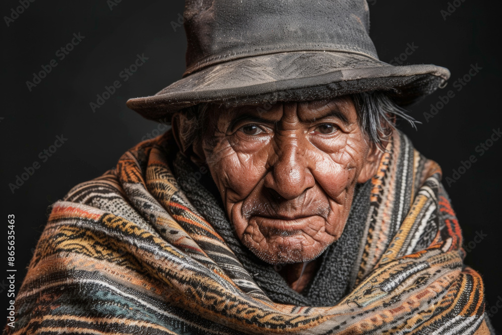 Close-up portrait of a senior Latino man, studio photo, against a sleek gray studio backdrop Close-up portrait of a senior Latino man, studio photo, against a sleek gray studio backdrop