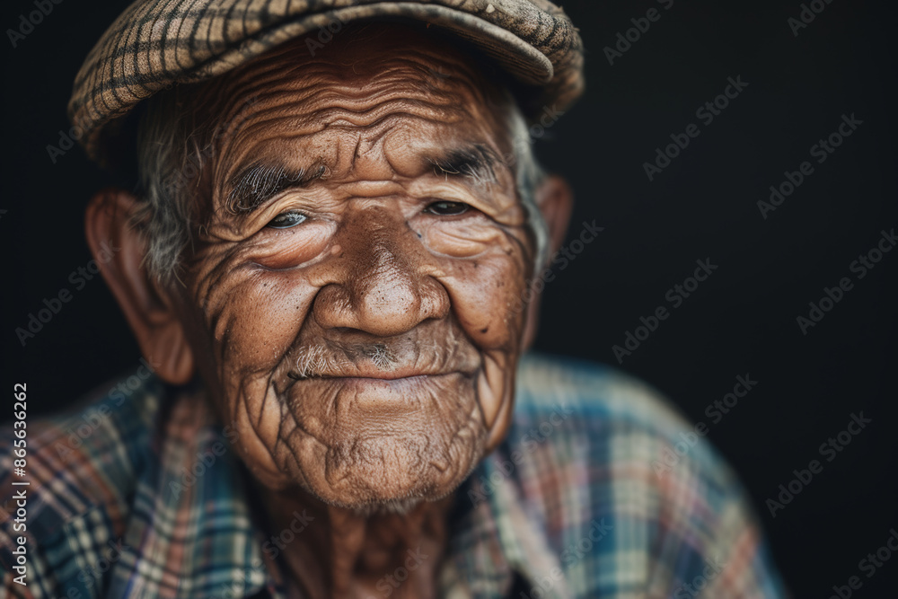Close-up portrait of a senior Latino man, studio photo, against a sleek gray studio backdrop Close-up portrait of a senior Latino man, studio photo, against a sleek gray studio backdrop