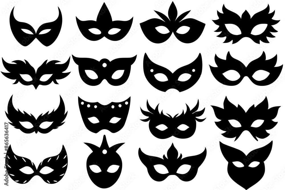 Set includes masks for head, mouth, and eyes, showing various mammal features Set includes masks for head, mouth, and eyes, showing various mammal features