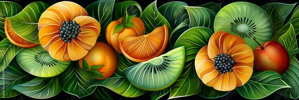 Abstract Fruit Floral Background Abstract Fruit Floral Background