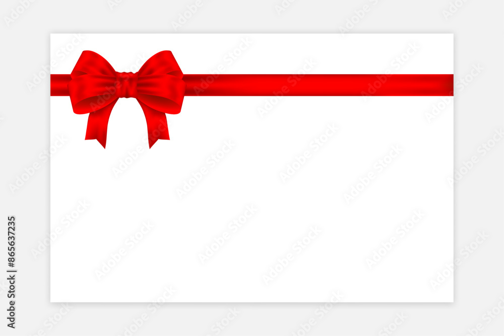 Gift card mockup with red ribbon Gift card mockup with red ribbon
