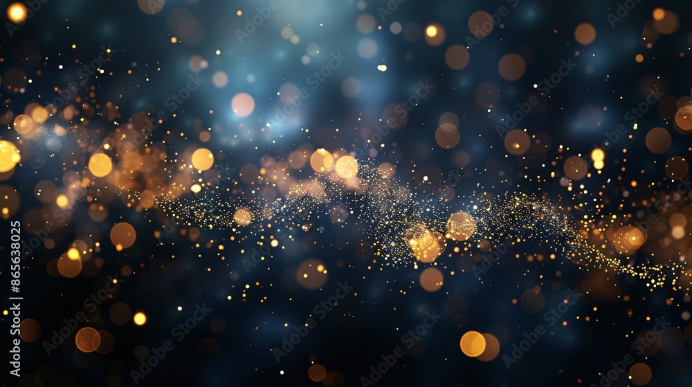 Sparkling gold garland illuminating a dark background. Sparkling gold garland illuminating a dark background.