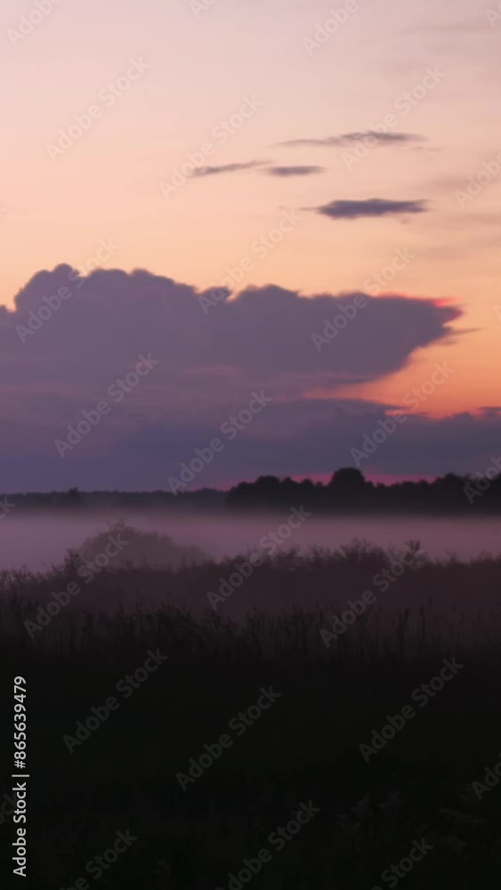 vertical video Timelapse of fog flowing over a river valley. Beautiful morning vertical video Timelapse of fog flowing over a river valley. Beautiful morning