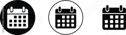 Calendar icons set. Containing date, schedule, month, week, appointment, agenda, organization and event symbol flat line vector collection isolated on transparent background for graphic and web design
