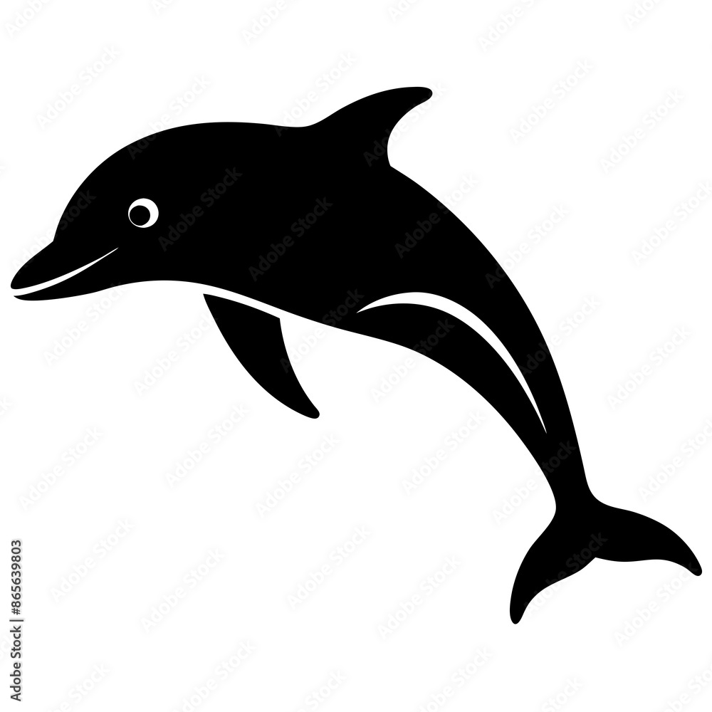 Obraz premium Silhouette of a Leaping Dolphin in Water