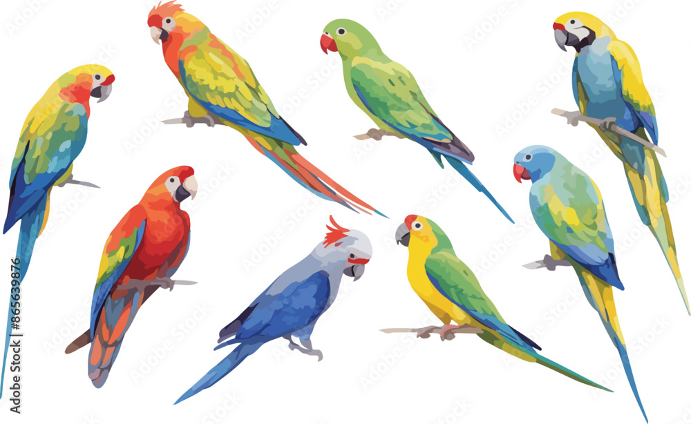 Naklejka premium parrot watercolor clipart