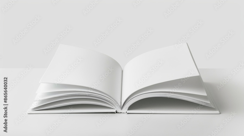 Blank Open Book, Minimalist Design, White Pages, Mockup for Print, Generated AI Blank Open Book, Minimalist Design, White Pages, Mockup for Print, Generated AI