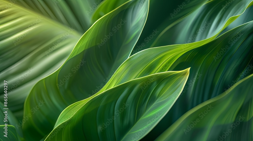 Green tropical plant close-up. Green tropical plant close-up.
