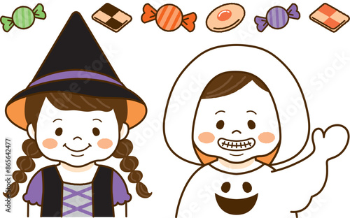ハロウィンの仮装をした子どもたち