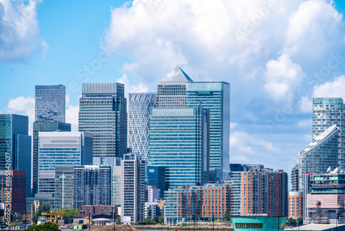 Skyscrapers and buildings on the skyline in Canary Wharf in London, U.K. photo