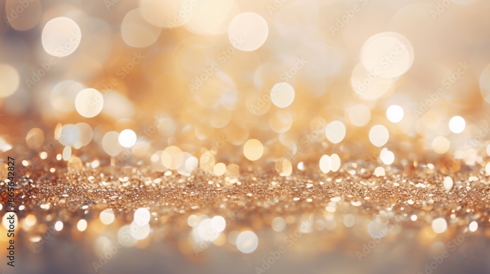 Festive banner featuring decorative golden glitters with blurred bokeh effect background, perfect for Christmas or New Year decorations. Festive banner featuring decorative golden glitters with blurred bokeh effect background, perfect for Christmas or New Year decorations.
