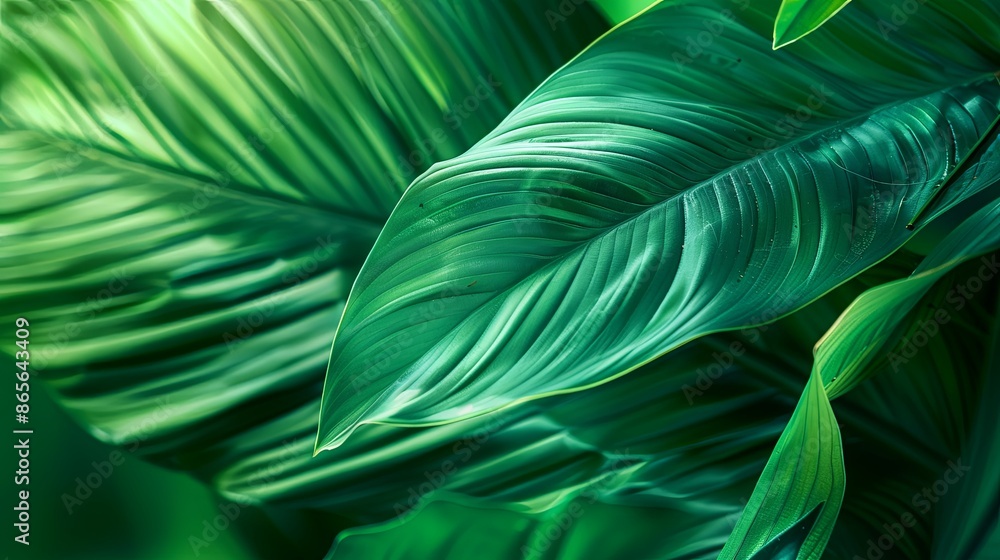 Green tropical plant close-up. Green tropical plant close-up.
