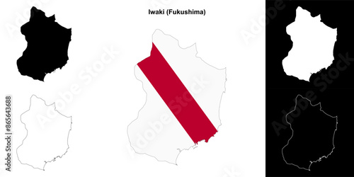 Iwaki (Fukushima) outline map set photo