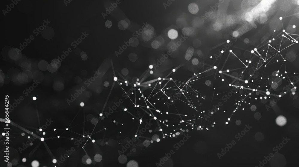 custom made wallpaper toronto digitalModern Black and White Network Connections with Geometric Patterns and Futuristic Design

