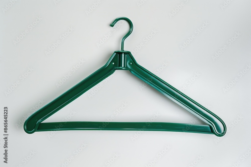 A single green hanger hanging from a white wall, simple and clean A single green hanger hanging from a white wall, simple and clean