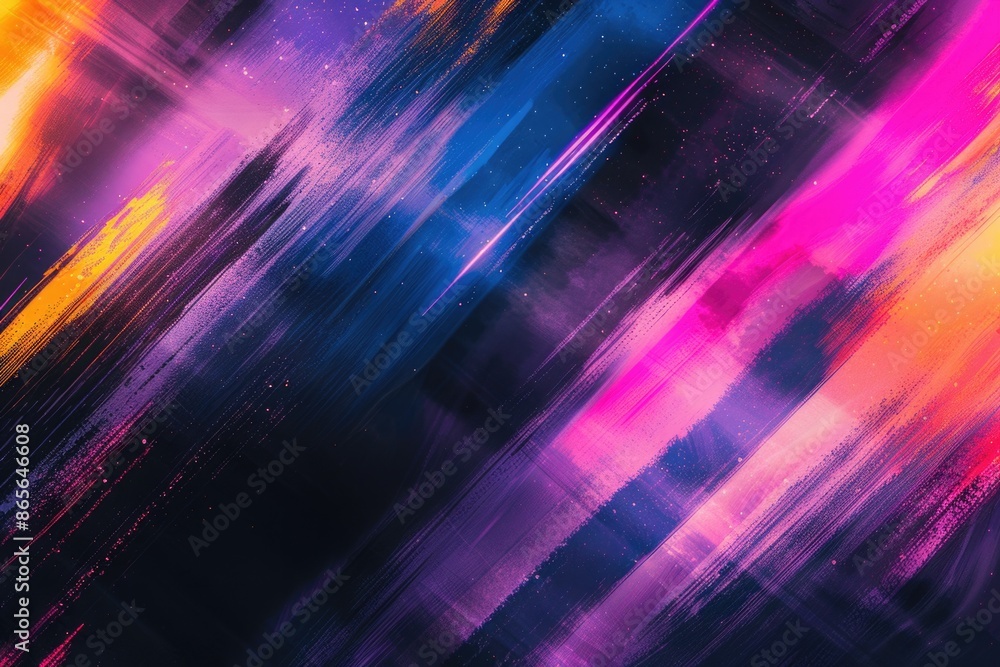 A vibrant abstract art piece depicting a cityscape at nighttime, with bold colors and shapes A vibrant abstract art piece depicting a cityscape at nighttime, with bold colors and shapes