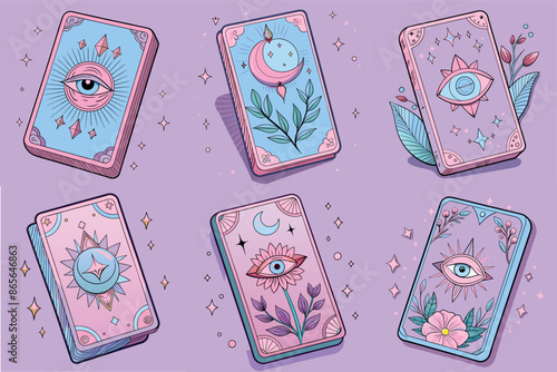 Vector set of magical tarot cards