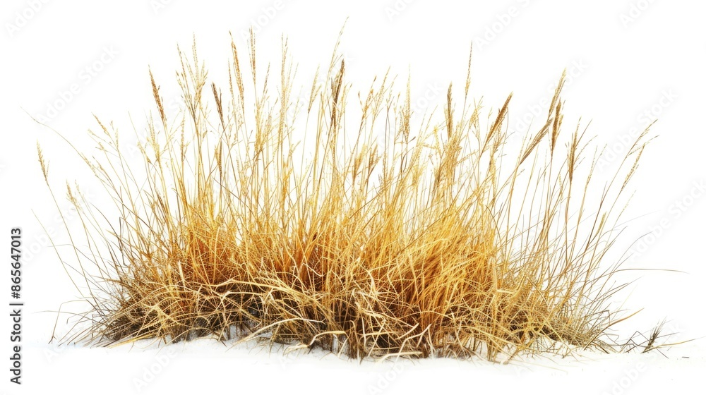 A pile of dry grass sitting on top of a snow-covered ground, ideal for winter or seasonal concepts A pile of dry grass sitting on top of a snow-covered ground, ideal for winter or seasonal concepts
