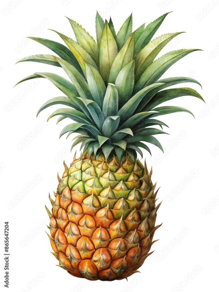 Fototapeta premium Pineapple isolated on white and transparent background old botanical illustration png