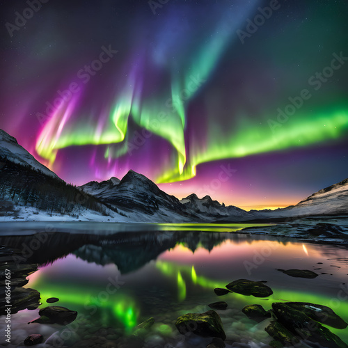 magical glow of an aurora, ai-generatet photo