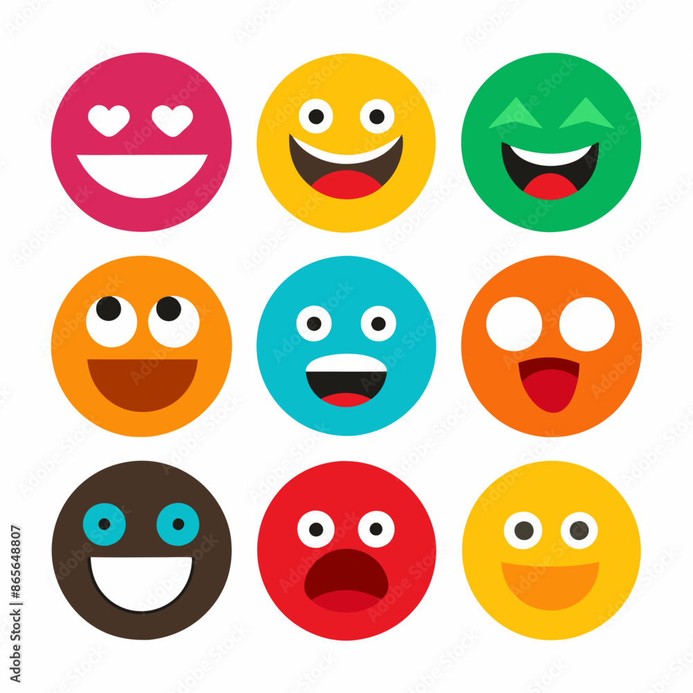 A collection of colorful smiley faces depicting various emotions A collection of colorful smiley faces depicting various emotions