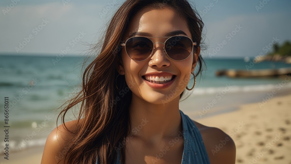 Smiling Woman by the Beach Smiling Woman by the Beach