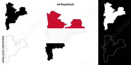 Ad Daqahliyah governorate outline map set photo