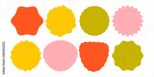 Squiggle stories frames set. Jaggered edges, retro scallop frames, psychedelic forms, groovy shapes se