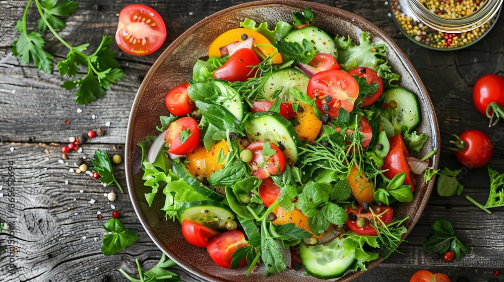 Enjoy a refreshing salad with a mix of crunchy veggies and aromatic herbs. Enjoy a refreshing salad with a mix of crunchy veggies and aromatic herbs.