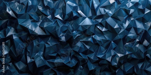 Abstract design featuring many triangles on a blue surface