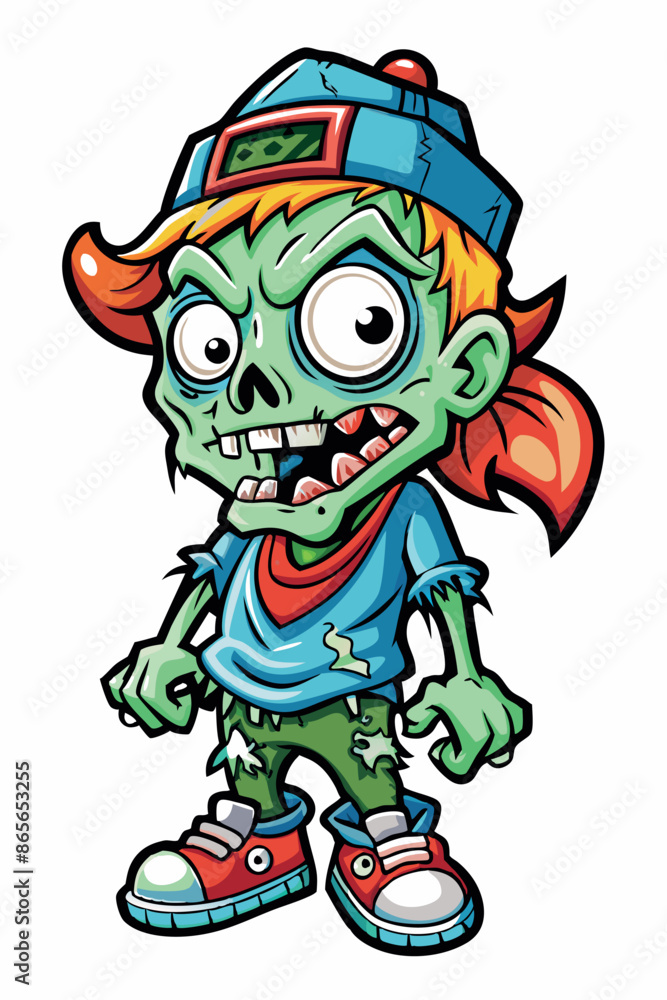 Cartoon Zombie Boy Wearing Red And Blue Clothes Cartoon Zombie Boy Wearing Red And Blue Clothes