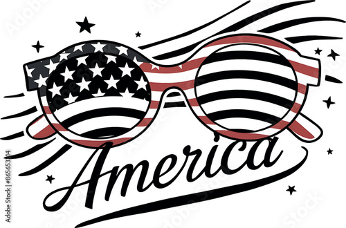 Illustration of a fun and playful pair of sunglasses shaped like the American flag vector