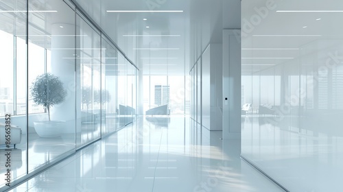 Modern office interior with soft lighting  suitable for a background in presentations or designs.