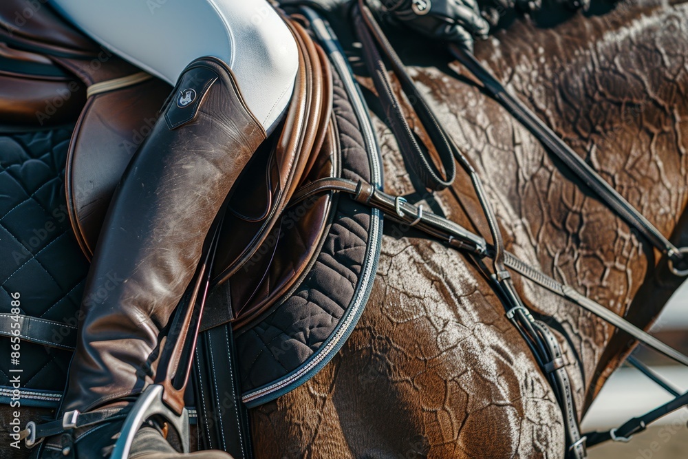Detailed equestrian gear close up for summer olympics showcasing high quality sport equipment Detailed equestrian gear close up for summer olympics showcasing high quality sport equipment