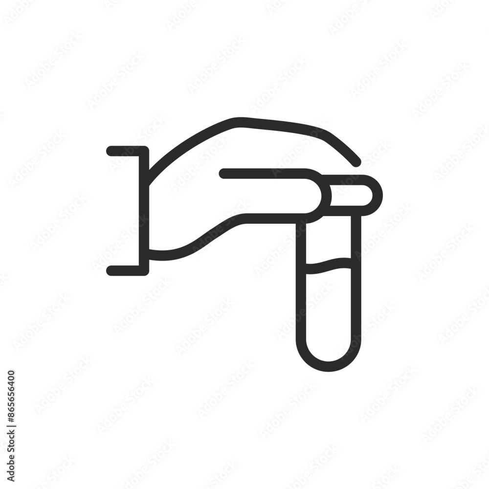Test tube in hand, linear style icon. Laboratory analysis. Editable stroke width Test tube in hand, linear style icon. Laboratory analysis. Editable stroke width