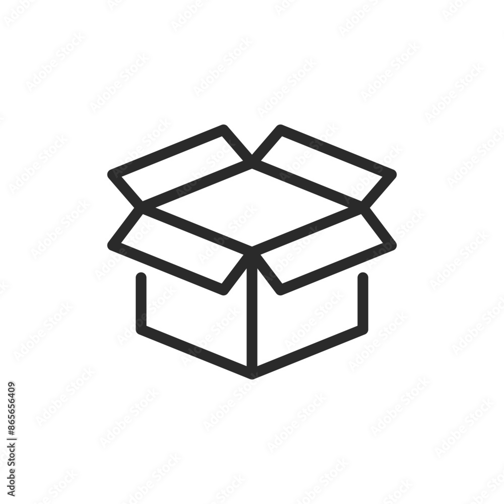 Open box, linear style icon. Editable stroke width