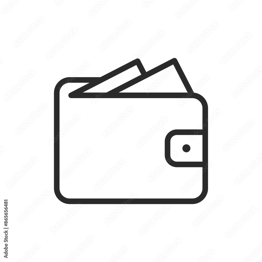 Wallet with cash, linear style icon. Editable stroke width Wallet with cash, linear style icon. Editable stroke width