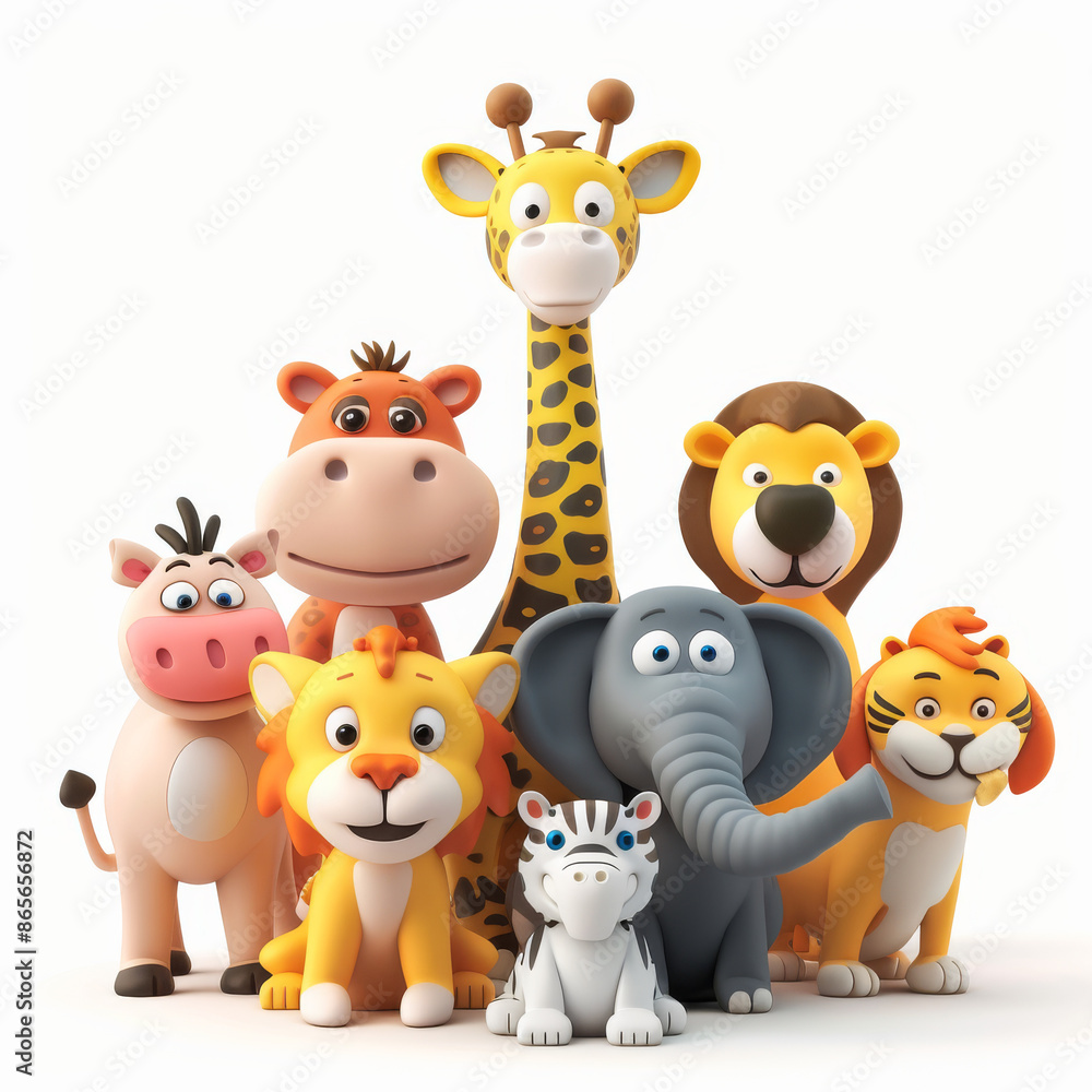 Cute African animal faces. Hand-drawn characters. Sweet, funny animals. Vector illustration. Cute African animal faces. Hand-drawn characters. Sweet, funny animals. Vector illustration.